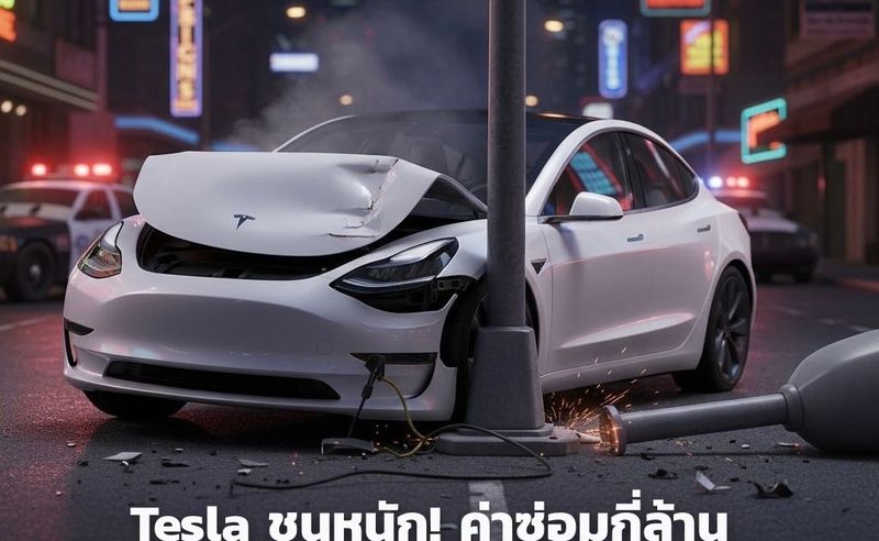 Case Study: Tesla ชนหนัก! ค่าซ่อมกี่ล้าน ค่าเสาไฟ ใครจ่าย? ไขข้อสงสัย