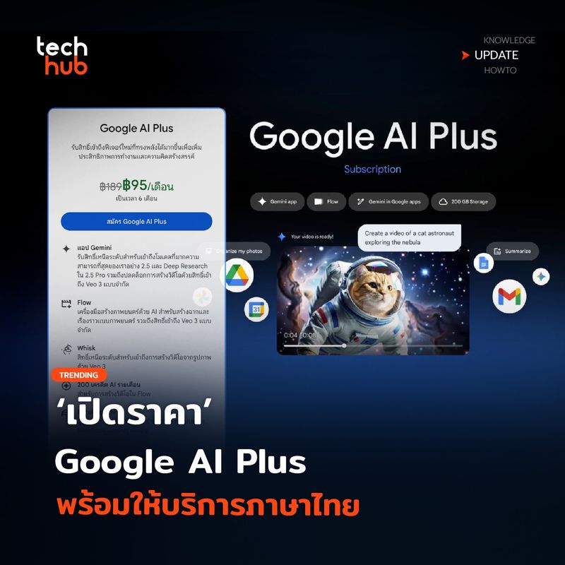 [Techhub] แพ็กเกจ Google AI Plus รองรับภาษาไทย พร้อมให้บริการแล้วเพื่อ ...