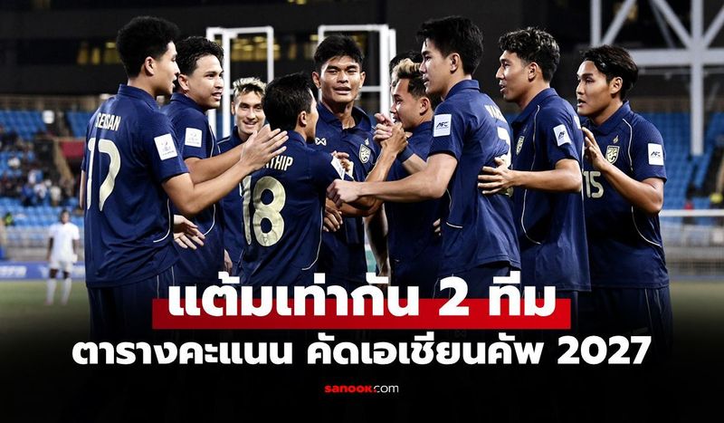 สรุปตารางคะแนน ”ทีมชาติไทย” หลังบุกถล่ม ไต้หวัน คัดเอเชียนคัพ 2027
