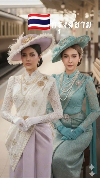 🇹🇭ชุดไทยประยุกต์ช่วงรัชสมัยรัชกาลที่5-6ชุดไทยกลิ่นอายตะวันตกงดงามแต่ยังไม่ทิ้งในความเป็นไทย#thailand