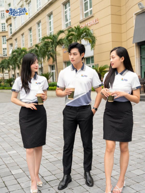 Mẫu Áo Polo Đồng Phục Công Ty Màu Trắng IDP