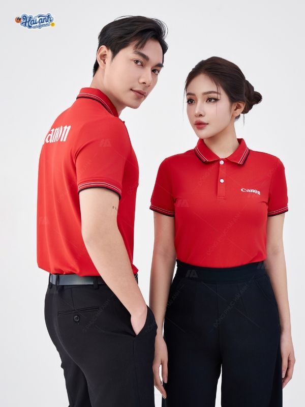 Mẫu Áo Polo Đồng Phục Công Ty Màu Đỏ Canon