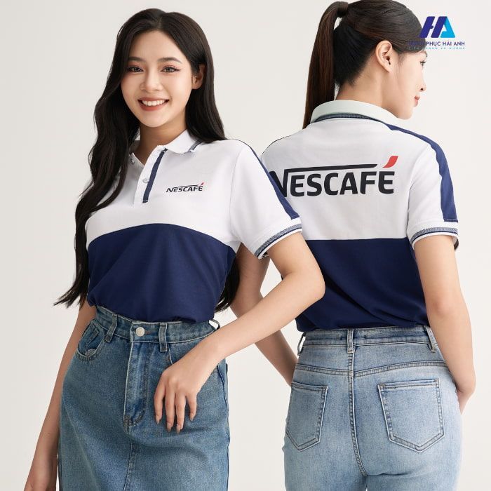 Mẫu Áo Polo Đồng Phục Công Ty Nestlé Màu Trắng Xanh