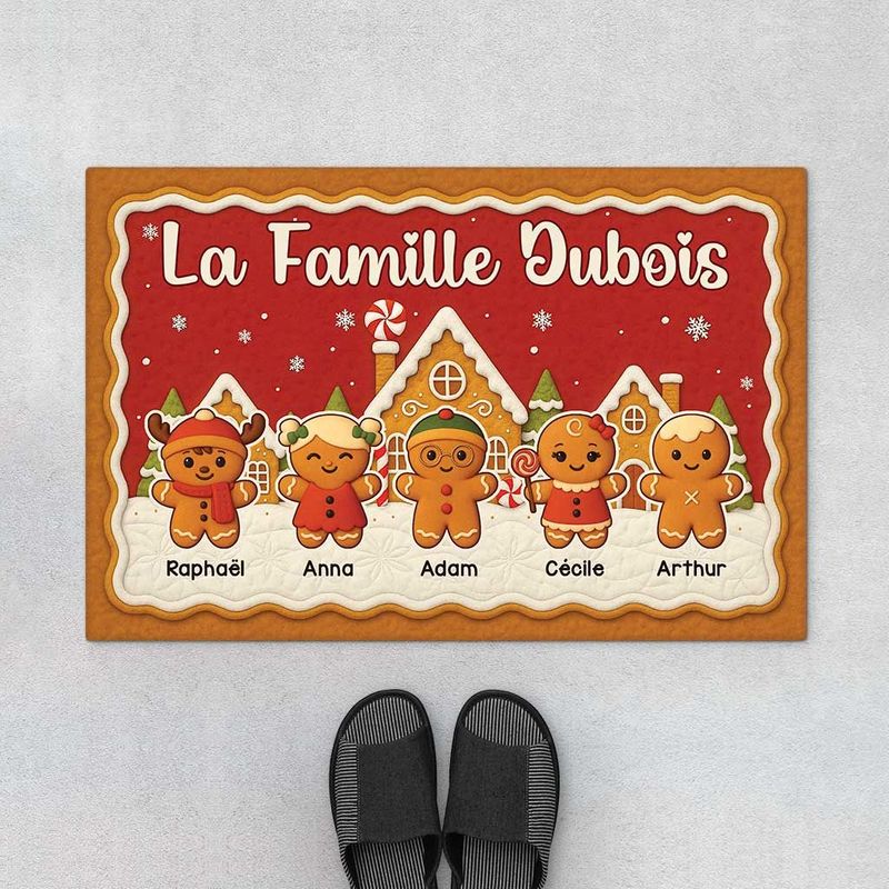 Paillasson Personnalisé Famille - Biscuit De Noël