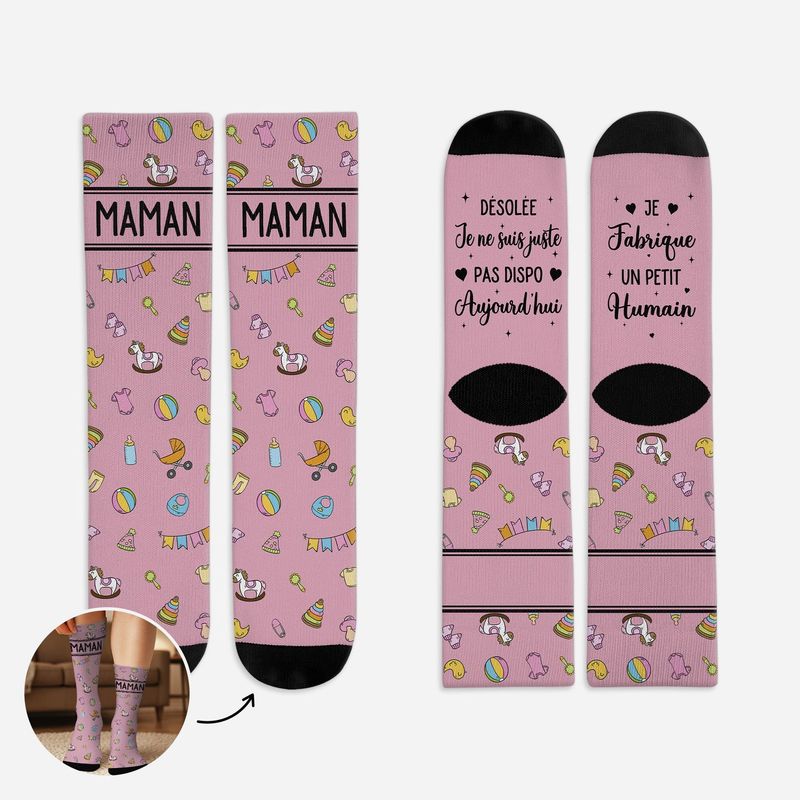 Chaussette Personnalisé Texte – Désolée Pas Disponible Aujourd’hui