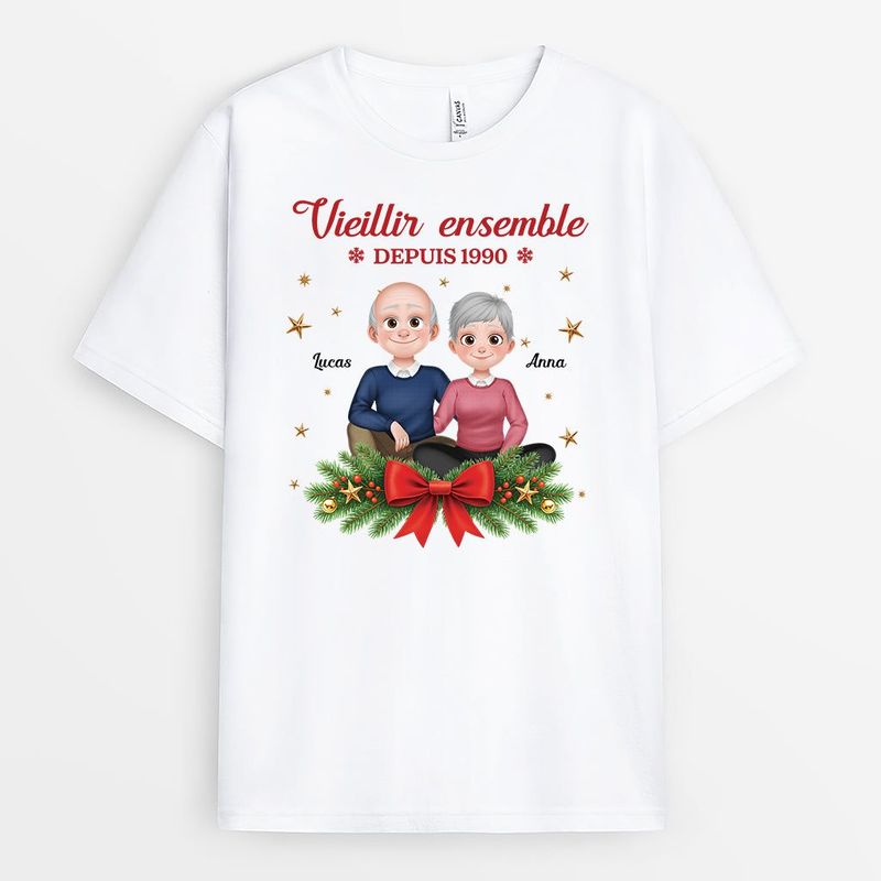 T-shirt Personnalisé Couple De Noël - Vieillir Ensemble Depuis