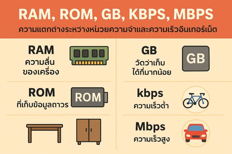 [นานาสาระ] ความแตกต่างระหว่าง RAM,ROM, GB,Kbps, Mbps เพราะ RAM, ROM, GB ...