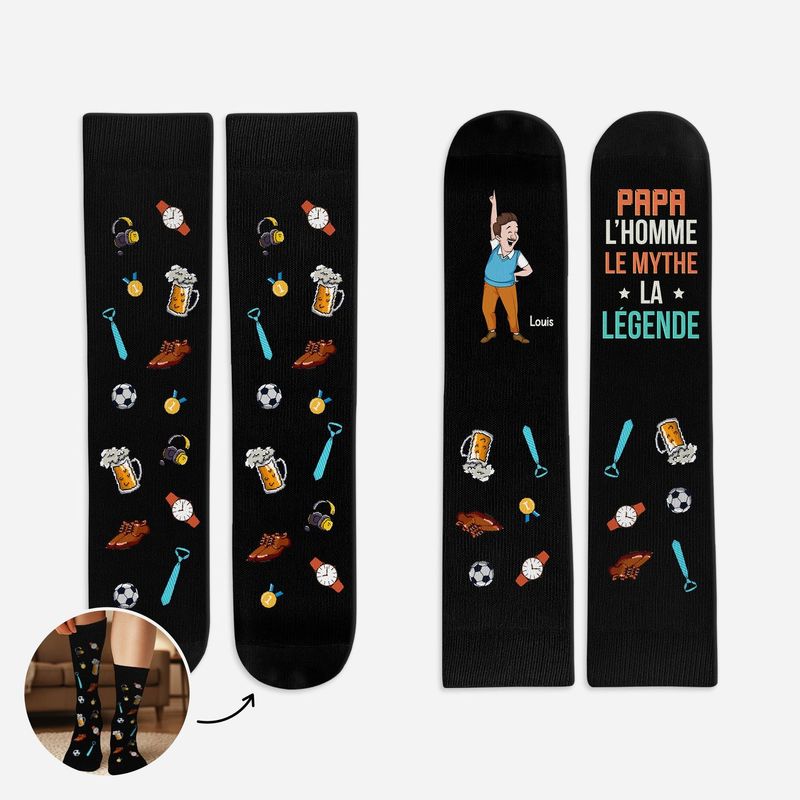 Chaussettes Personnalisées De Noël Pour Papa Papy - La Légende