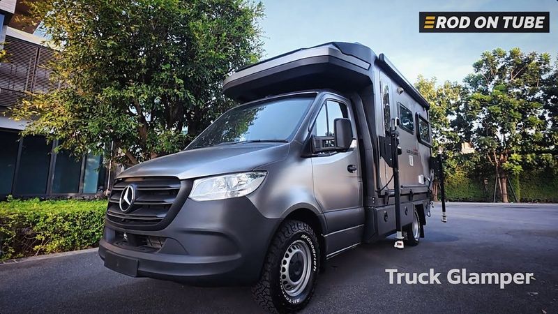 Benz Sprinter Flatbed ติดตั้ง Slide-On Camper เป็นรถแคมป์สุดหรูของสาย Glamper - Rod On Tube