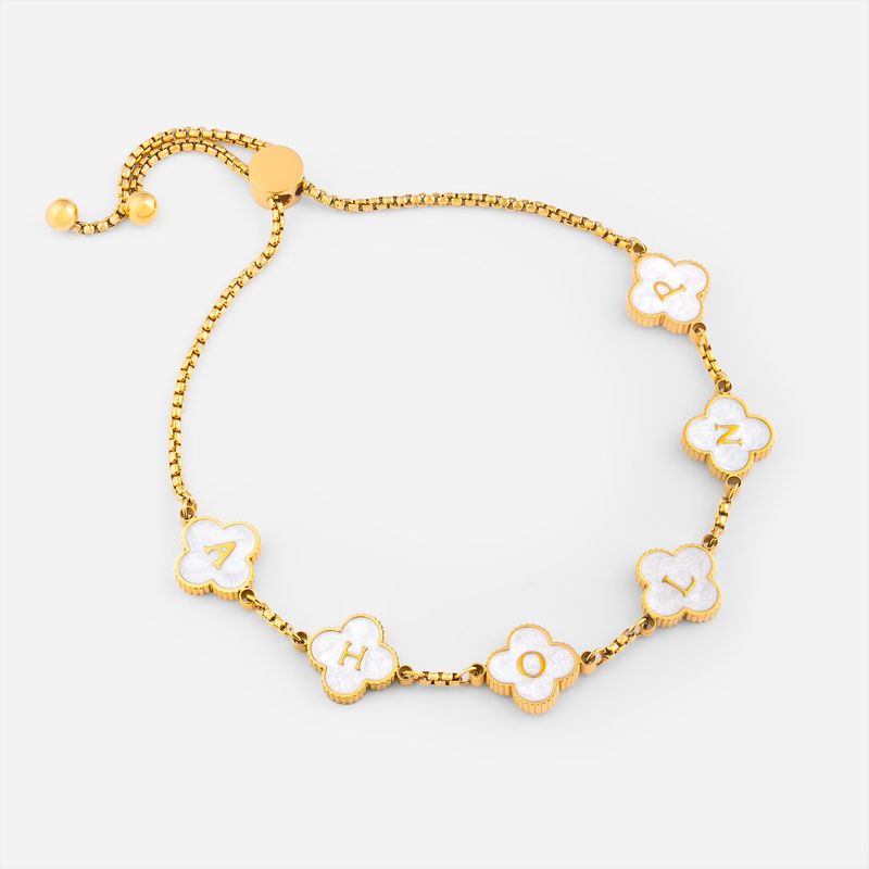Bracelet Trèfle 4 Feuilles Personnalisé Femme/Homme - Cadeau Porte Cha