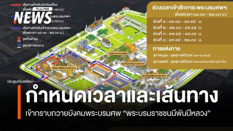 กำหนดเวลา-เส้นทาง เข้ากราบถวายบังคมพระบรมศพ ”พระบรมราชชนนีพันปีหลวง”