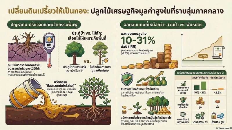 สร้างสวนป่าบนดินเหนียวกรดจัดภาคกลาง ด้วยนวัตกรรม