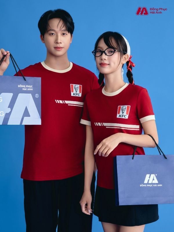 Mẫu Áo Thun Đồng Phục KFC Màu Đỏ Đô