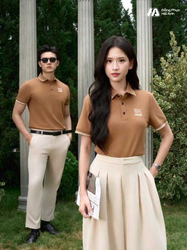 Mẫu Áo Polo Đồng Phục Công Ty Timeless Màu Cafe Sữa