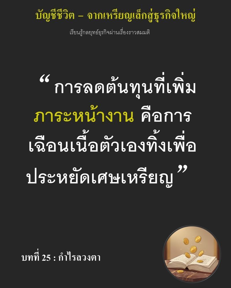 [มุมนิยายธุรกิจ] บทที่ 25 : กำไรลวงตา — เงินประหยัดได้ 20 เหรียญ แต่กำไรหายไปเกือบ 17%
กระดาษราคาถูกกำลังดึงมือพนักงานให้ทำงานช้าลงเดือนละ 10 ชั่วโมง ถ้าไม่รีบอุดรูรั่วนี้ ธุรกิจที่ดูเหมือนโตจะพังเพราะต้นทุนแฝง
ผมนั่ง