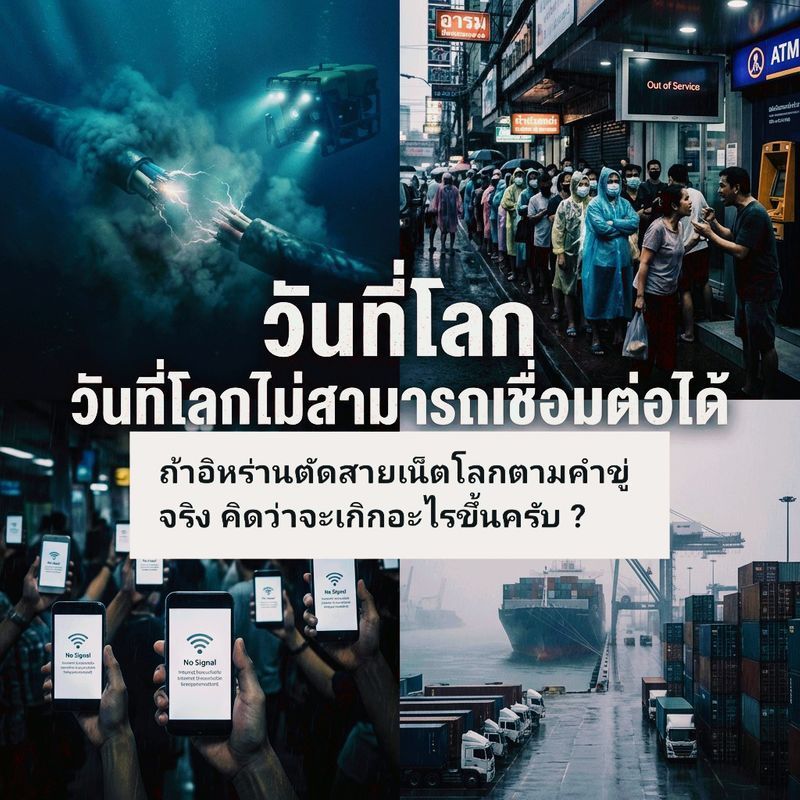 [Sarawut] ถ้าสายเน็ตใต้น้ำ ถูกตัด
เราอาจยังเล่นเน็ตได้
แต่บางอย่างจะเริ่ม “ไม่เหมือนเดิม”
โอนเงินไม่ได้
ของไม่มาส่ง
สัญญาณมี…แต่ใช้งานไม่ได้ ประเทศไทยไม่ได้อยู่นอกระบบนี้
คำถามคือ…
ถ้ามันเกิดขึ้นจริง เราจะรับม