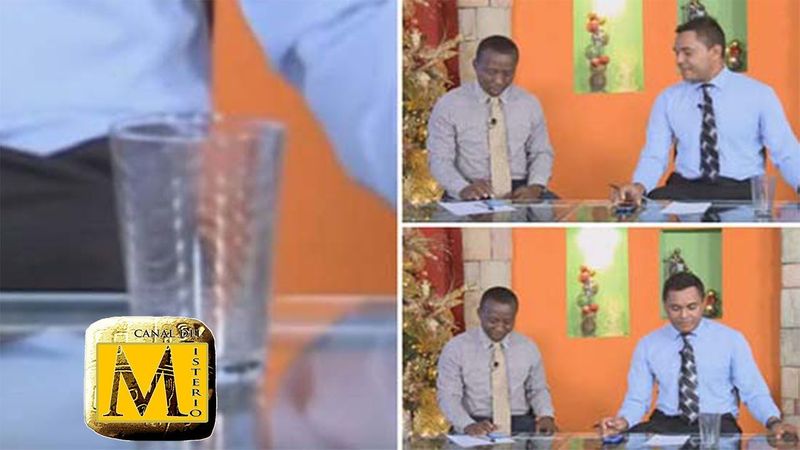 Un Vaso Se Mueve Impulsado Por Fuerza Invisible En Emisión En Directo De Un Programa En Honduras