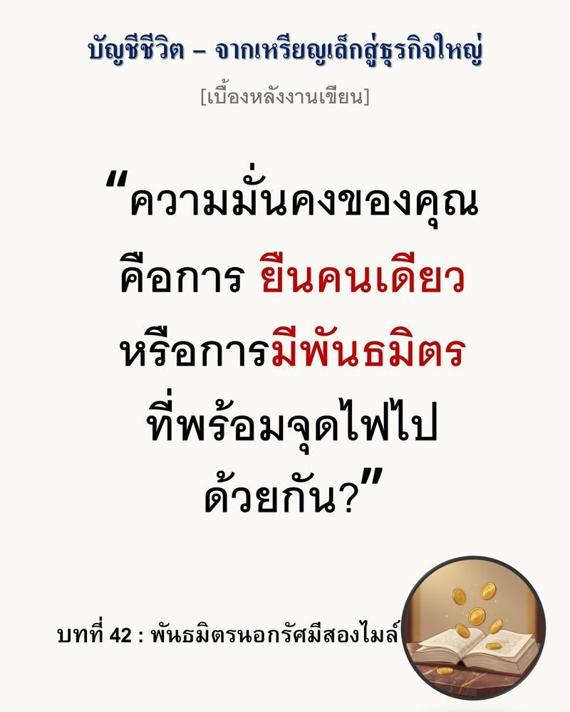 [มุมนิยายธุรกิจ] [เบื้องหลังงานเขียน — บทที่ 42: พันธมิตรนอกรัศมีสองไมล์]
”การชนะสงครามไม่ได้หมายความว่าคุณต้องกำจัดทุกคนในสมรภูมิ”