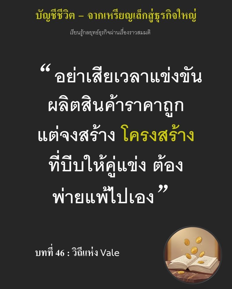 [มุมนิยายธุรกิจ] บทที่ 46 : วิถีแห่ง Vale — ราคาต้นทุนที่พุ่งขึ้นสวนทางกับกำไรเพียง 4 เซนต์...🌟☀️💎💎💎🎉🎉
การเดิมพันด้วยราคา 12 เซนต์เท่าเดิมคือการบีบให้คู่แข่งต้องถอย หรืออาจจะเป็นเราเองที่ต้อง พังทลายลงในโครงสร้า