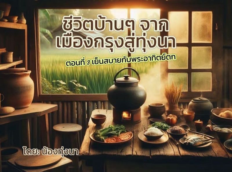 [🌾 น้องทุ่งนา และเพื่อนๆ] ตอนที่ 3: เย็นสบายกับพระอาทิตย์ตก
เรื่อง: ชีวิตบ้านๆ จากเมืองกรุงสู่ทุ่งนา
โดย: น้องทุ่งนา