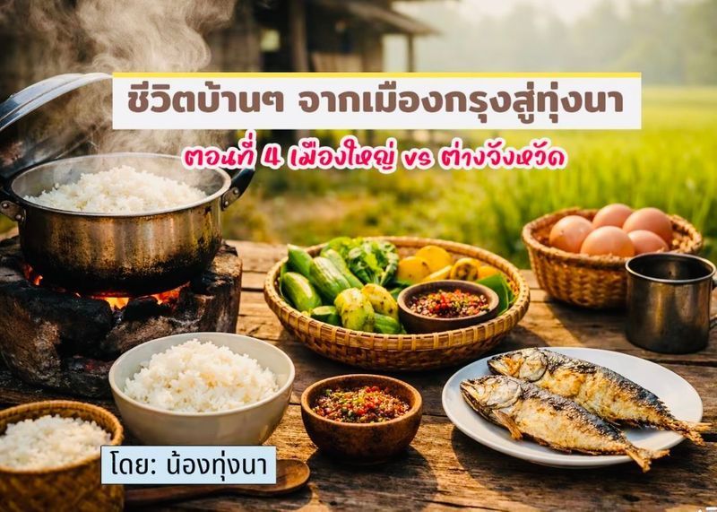 [🌾 น้องทุ่งนา และเพื่อนๆ] ตอนที่ 4: เมืองใหญ่ vs ต่างจังหวัด
เรื่อง: ชีวิตบ้านๆ จากเมืองกรุงสู่ทุ่งนา
โดย: น้องทุ่งนา