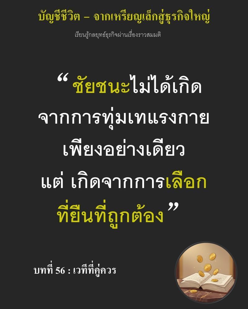[มุมนิยายธุรกิจ] บทที่ 56 : เวทีที่คู่ควร — เหนื่อยสายตัวแทบขาดแต่กำไรไม่ถึง 2 เซนต์ต่อชิ้น...
ถ้ายังฝังตัวอยู่กับสนามที่เน้นปริมาณ แรงงานมหาศาลจะถูกผลาญไปอย่างไร้ค่า การตัดสินใจก้าวเดินขึ้นไปยืนบนเวทีที่สูงกว่า คือเด