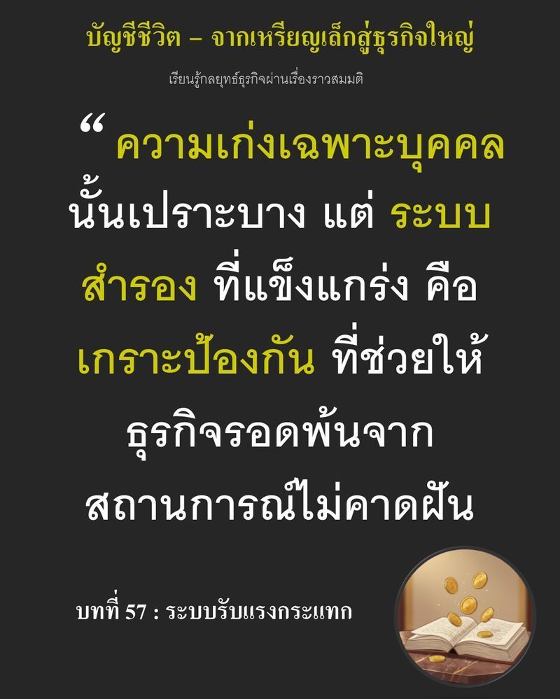 [มุมนิยายธุรกิจ] บทที่ 57 : ระบบรับแรงกระแทก — พายุหิมะทำให้รถขนส่งฟืนติดหล่มหลายวัน...
และความร้อนในเตากำลังจะมอดดับ หากฝืนเดินหน้าใช้ฟืนตามแผนผลิตเดิมเพื่อรักษายอดขายหน้าร้าน แป้งหัวเชื้อสูตรลับเฉพาะของร้านจะตายทั้ง