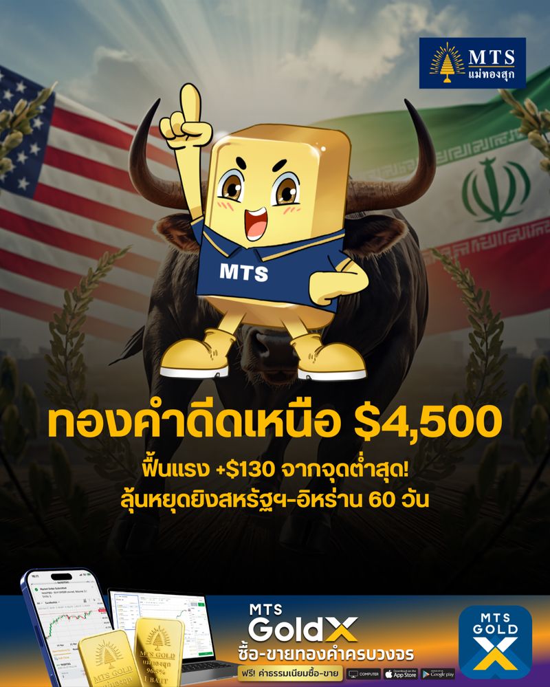 [MTS GOLD GROUP] ทองดีดกลับเหนือ $4,500 ฟื้นแรงกว่า $130 จากจุดต่ำสุด ...