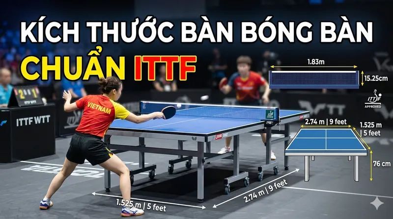 Kích Thước Bàn Bóng Bàn, Sân Bóng Bàn Tiêu Chuẩn ITTF