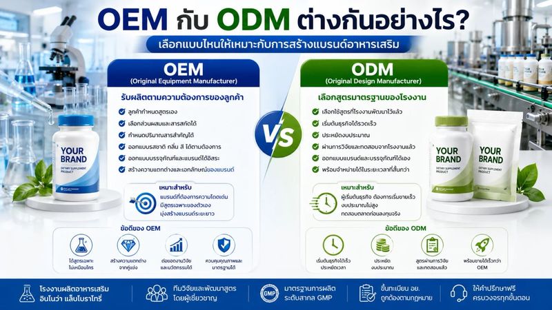 OEM กับ ODM ต่างกันอย่างไร - โรงงานผลิตอาหารเสริม