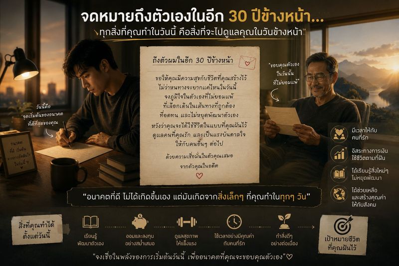 จดหมายถึงตัวเองในอีก 30 ปีข้างหน้า… ทุกสิ่งที่คุณทำในวันนี้ คือสิ่งที่จะไปดูแลคุณในวันข้างหน้า