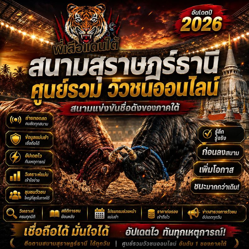 สนามสุราษฎร์ธานี วัวชนออนไลน์ สนามแข่งขันชื่อดังของภาคใต้