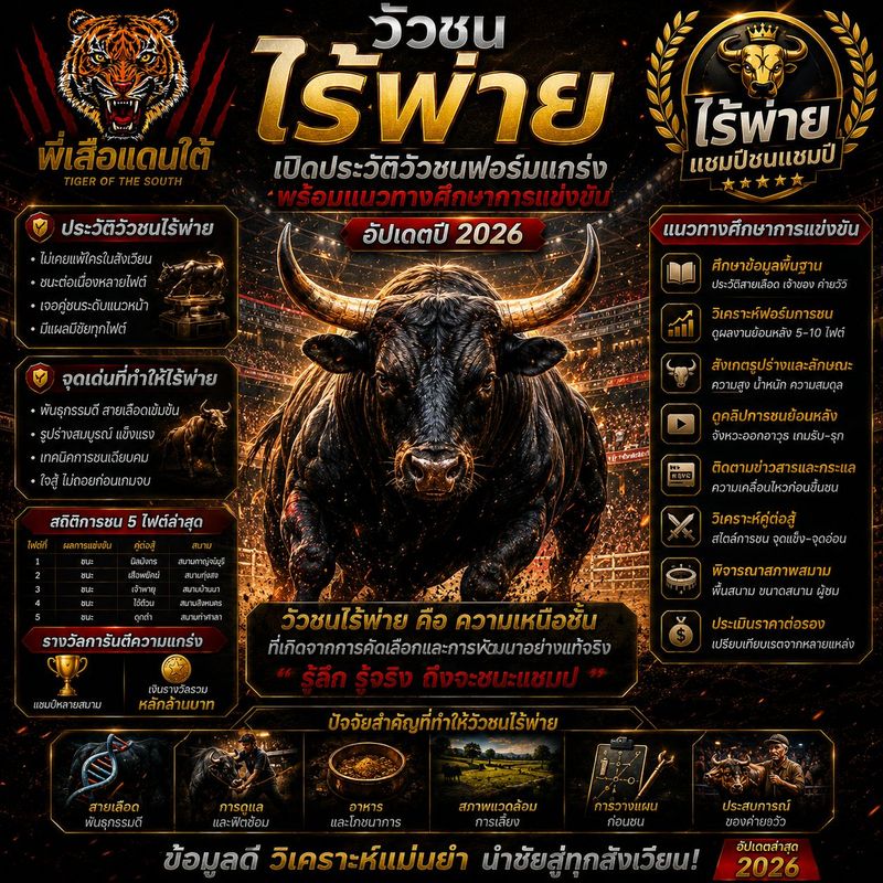 วัวชนไร้พ่าย เปิดประวัติวัวชน พร้อมแนวทางศึกษาการแข่งขัน