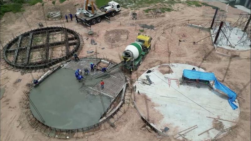 Update งานโครงสร้าง เทคอนกรีตคาน พื้น และเสา Perlington International School @ ศรีราชา