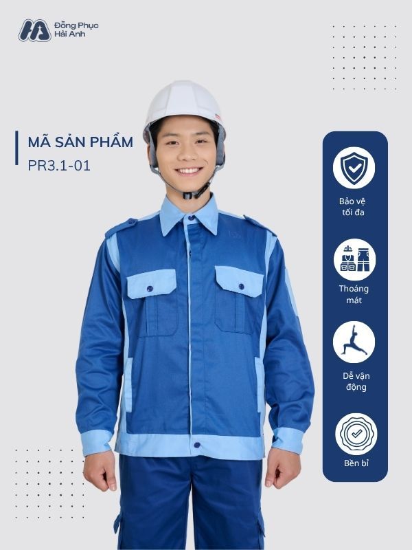Mẫu Đồng Phục Bảo Hộ Lao Động Vải Kaki Protect 3.1 Mã 01