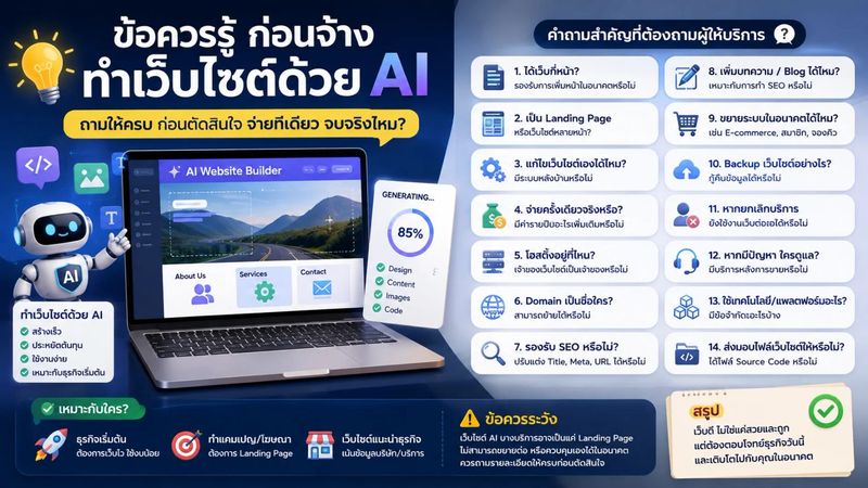 ข้อควรรู้ก่อนจ้างทำเว็บไซต์ด้วย AI | บทความ website | รับทำเ