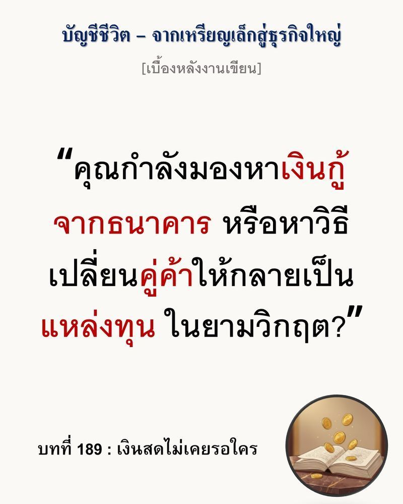 [มุมนิยายธุรกิจ] [เบื้องหลังงานเขียน — บทที่ 189: เงินสดไม่เคยรอใคร]
ฝนตกทำให้งานโครงสร้างต้องหยุดชะงัก แต่รายจ่ายหน้างานกลับไม่เคยหยุดวิ่งตามสภาพอากาศ