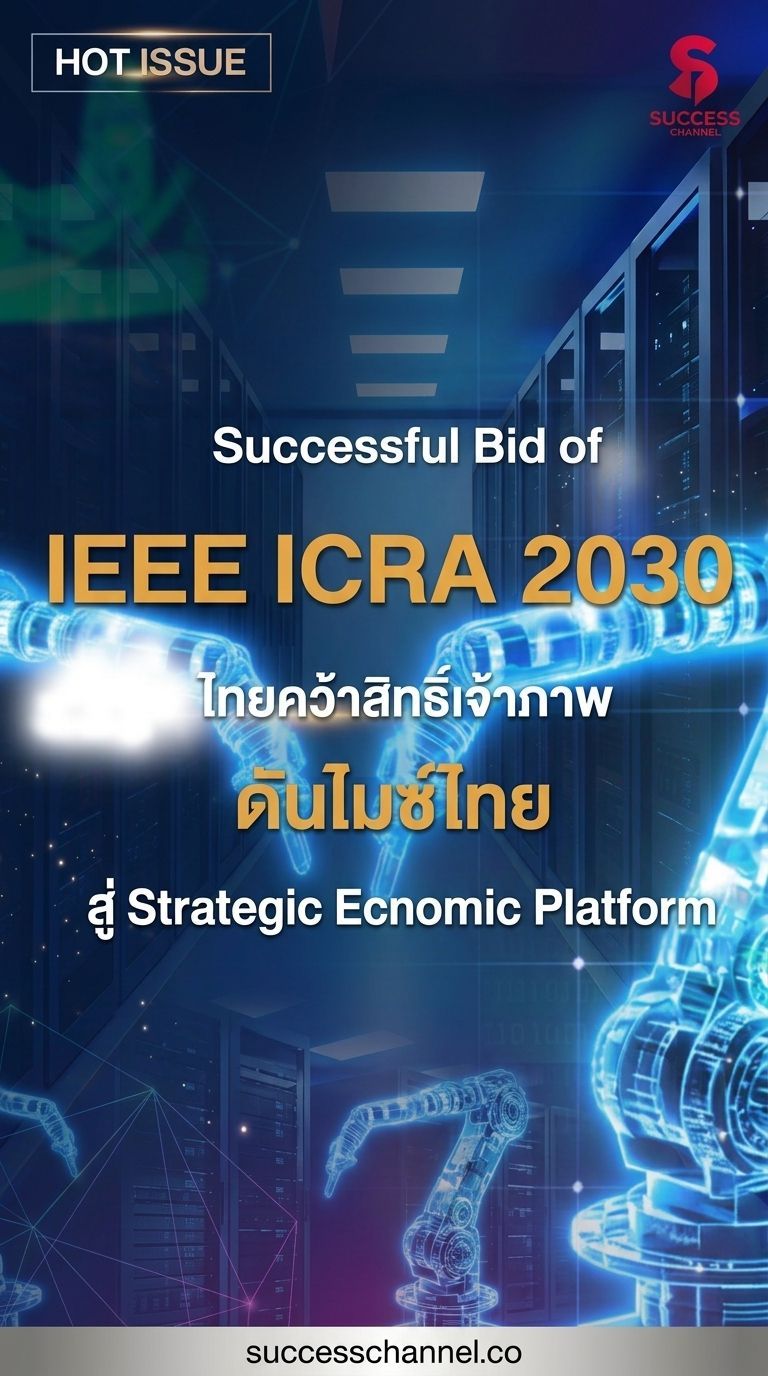 HOT ISSUE : Successful Bid IEEE ICRA 2030 ไทยคว้าเจ้าภาพ ดัน MICE สู่ Strategic Platform ข่าวใหญ่ระดับประเทศ! เมื่อทีเส็บ จับมือ คณะวิศวกรรมศาสตร์ มหาวิทยาลัยมหิดล IEEE RAS Thailand Chapter และ IEEE Thailand Section คว้าสิทธิ์เป็นเจ้าภาพจัดงาน IEEE ICRA 2030 การประชุมวิชาการด้านหุ่นยนต์และ AI ที่ใหญ่ที่สุดในโลก... ครั้งแรกในประเทศไทย!” ”เบื้องหลังชัยชนะการบิทงานครั้งประวัติศาสตร์ คือพลังสนับสนุนจาก ทีเส็บ (TCEB) ที่มุ่งใช้ MICE ดึงดูด Global Talent และยกระดับไทยสู่ ‘Advanced Manufacturing/Innovation Hub’ สร้าง High Impact National Value และ Legacy ที่เชื่อมโยงทั้งระบบเศรษฐกิจ การค้า การลงทุน และต่อยอดอุตสาหกรรมอนาคตได้อย่างยั่งยืน” #successchannel #HotIssue #tceb #mice #IEEEICRA2030 ติดตาม NEWS UPDATE / BREAKING NEWS / HOT ISSUE และรายการ The Success ได้ที่ Website: successchannel.co
Facebook: / successchanneltvonline
Youtube: / @successchannel9372
Twitter: https://x.com/SuccessChTv
Instagram: / successchannelonline
Tiktok: / successchannel
Blockdit: https://www.blockdit.com/successchannel สนใจลงโฆษณา: 064-225-5646 / 095-497-9392 | Success Channel