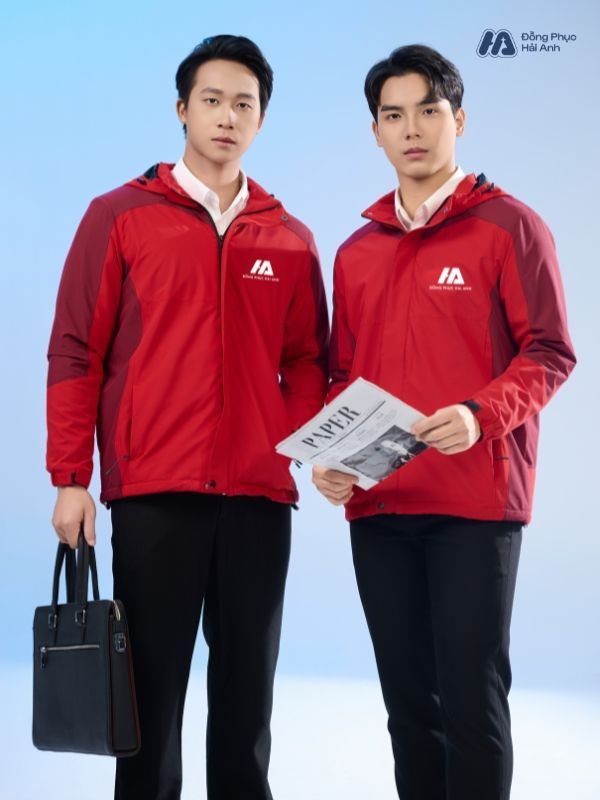 Mẫu Áo Khoác Đồng Phục Công Ty Windbreaker 03 Màu Đỏ